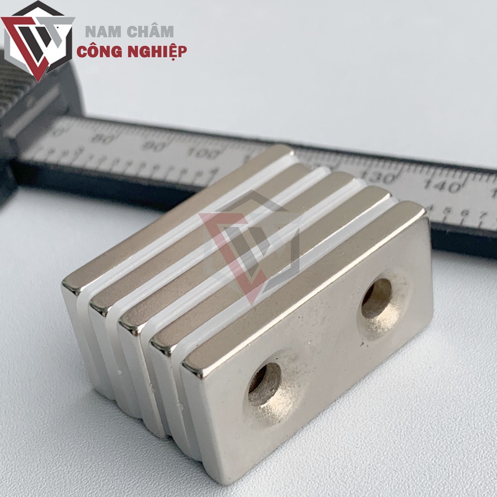 Nam châm chữ nhật 40x20x5mm 2 lỗ bắt vít nam châm giá rẻ