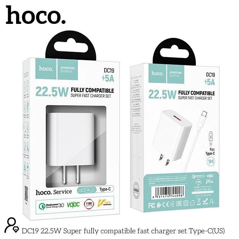 Củ sạc nhanh 5a qc 3.0 pd 22,5w hoco NX19  -  cốc sạc cao cấp cho oppo xiaomi samsung ... - vienthonghn