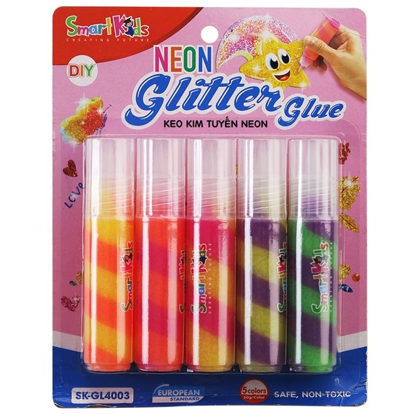 Vĩ 5 Màu Keo Kim Tuyến Neon Smartkids - SK-GL4003 - 8935276423074