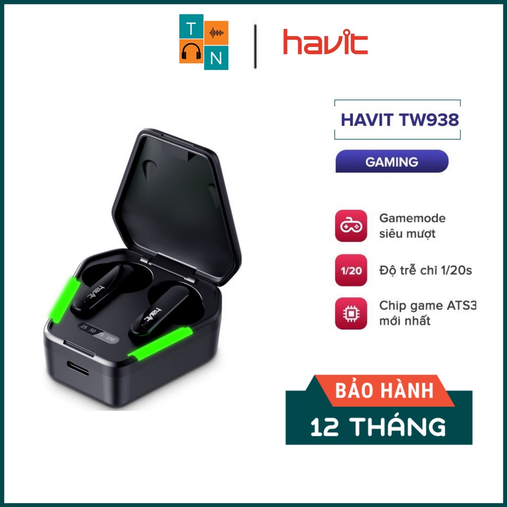 【Giao nhanh】Tai Nghe Gaming TWS HAVIT TW938, Bass Chất Game Mượt, Chip ATS3015 Giảm Độ Trễ 0.05s - BH 12 Tháng