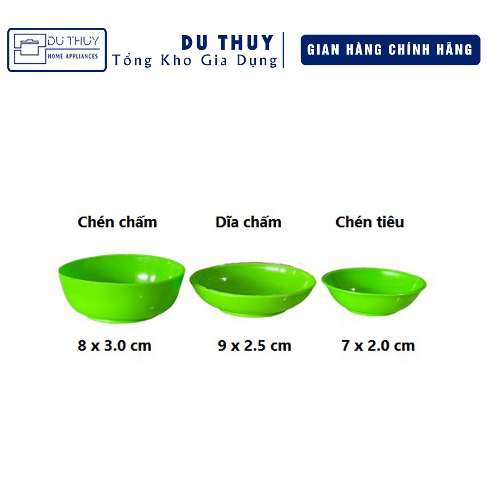 Chén, dĩa chấm nước mắm, gia vị Vĩnh Phát, màu xanh lá cây, trắng trong suốt, nhựa pe dẻo, không vỡ của gia dụng Du Thủy