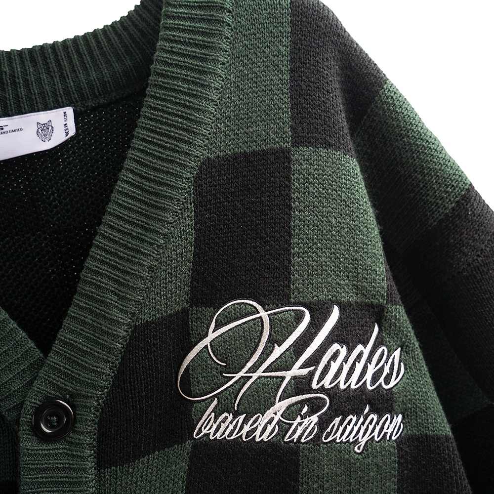 Áo Khoác Len Unisex GREEN CHECKERED CARDIGAN HADES Brand Chính Hãng