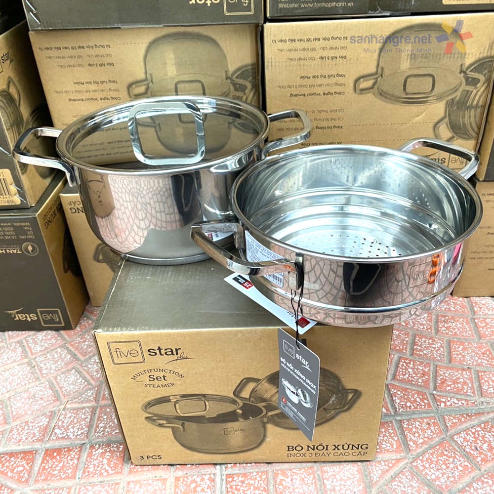 Bộ Nồi Xửng 3 Đáy Inox 304 Fivestar Plus 20cm FPNX20001 HÀNG CHÍNH HÃNG FIVESTAR Bảo Hành 25 Năm