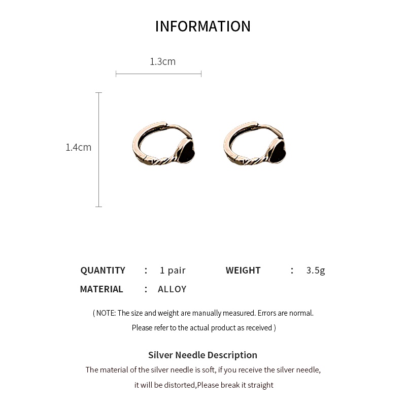 Khuyên tai DREJEW 1 hình trái tim phong cách hip hop thời trang Hàn Quốc đơn giản cá tính