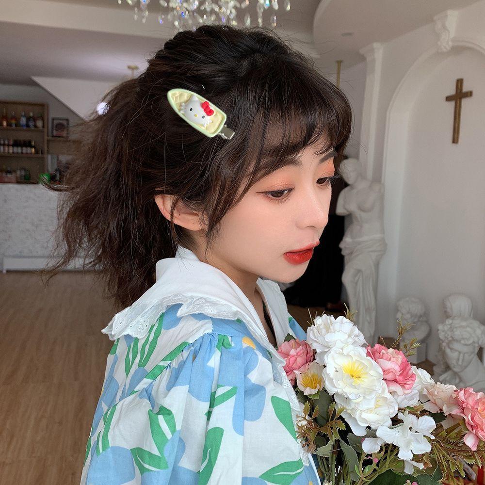 IVORY Kẹp Tóc Nhựa Hình Chú Vịt Hoạt Hình Phong Cách Retro Ngọt Ngào Cho Nữ