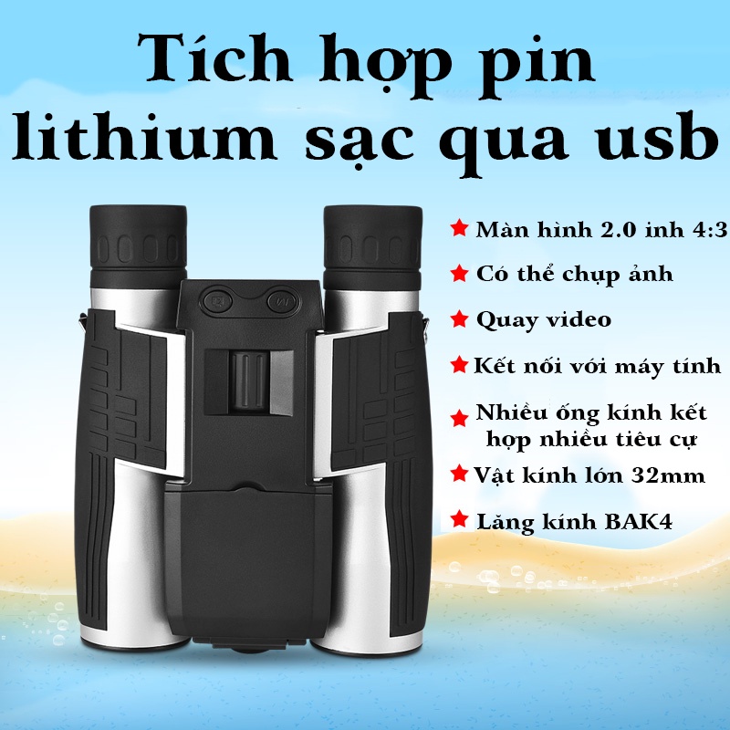Ống nhòm cao cấp tích hợp máy quay, camera 1080HD độ phóng đại 12 lần cho hình ảnh sắc nét