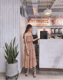 Đầm maxi ống tầng