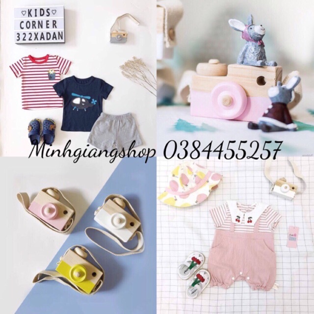 Phụ kiện chụp ảnh sản phẩm/Đồ chơi cho bé- Máy ảnh bằng gỗ siêu đáng yêu