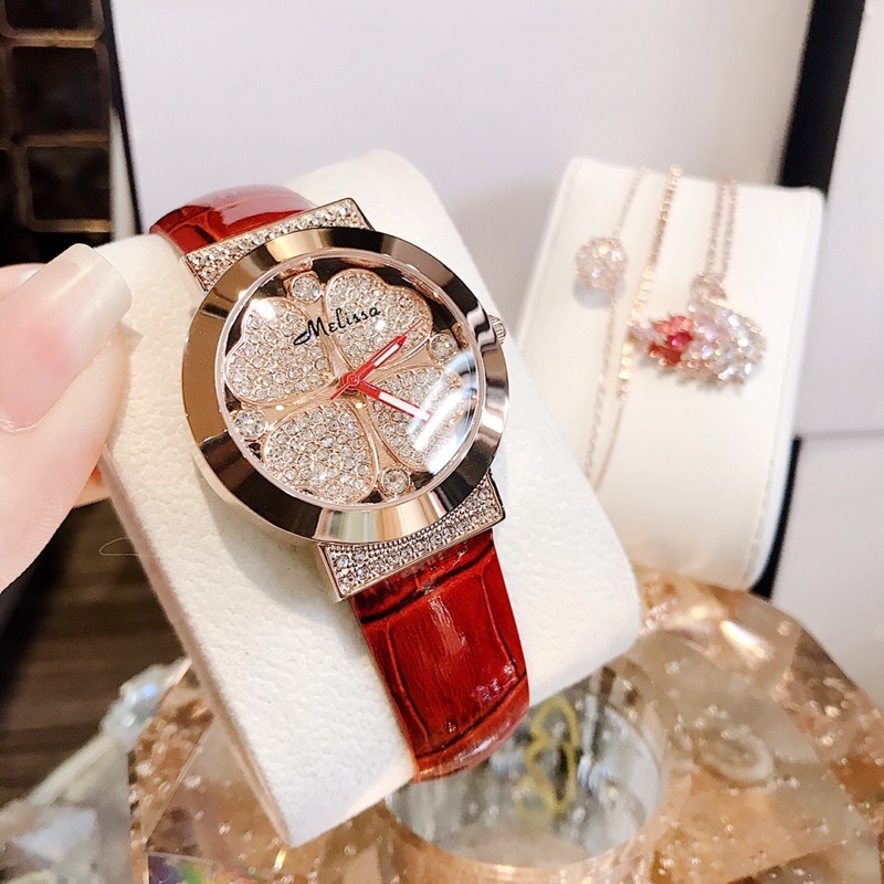 Set Đồng hồ nữ MELISSA gồm dây chuyền và lắc tay rút .