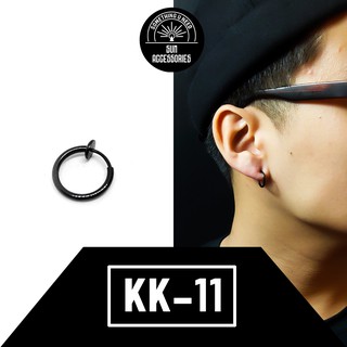 Khuyên tai TITAN kẹp không cần bấm bản mỏng trơn đen - Mẫu KK-11 - SUN ACCESSORIES