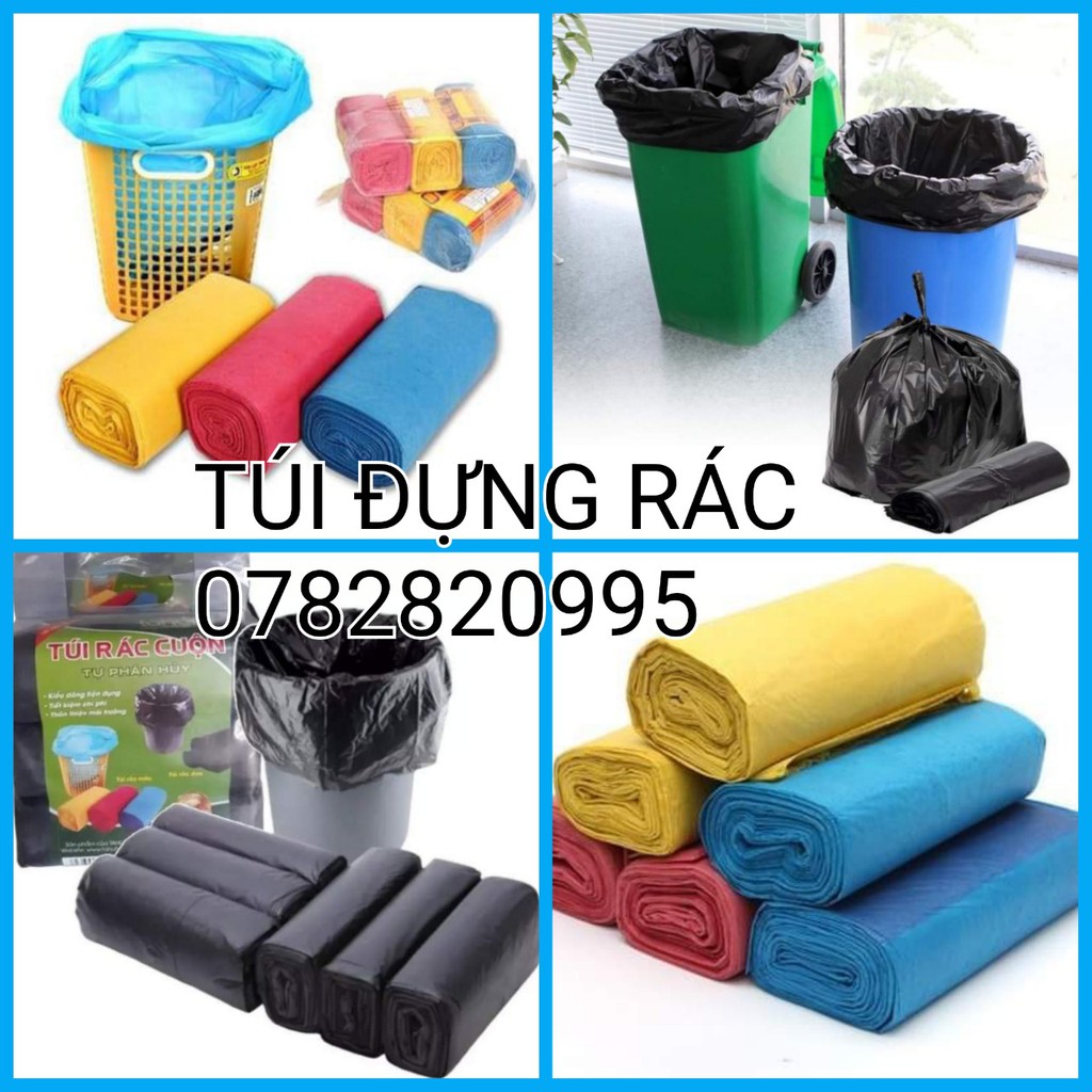 3 CUỘN  TÚI ĐỰNG RÁC ĐEN, TÚI RÁC MÀU TỰ PHÂN HỦY