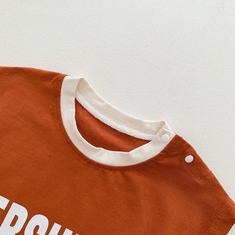 Bộ Áo Liền Quần Tay Ngắn In Chữ Dễ Thương Phong Cách Hàn Quốc Thời Trang Mùa Hè Cho Bé Sơ Sinh