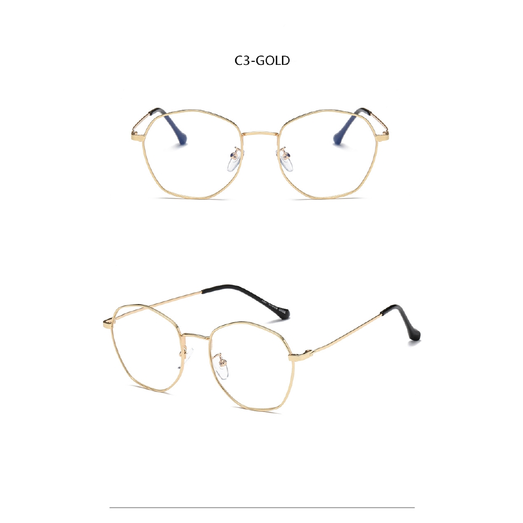 Kính mắt kim loại hình đa giác thời trang retro