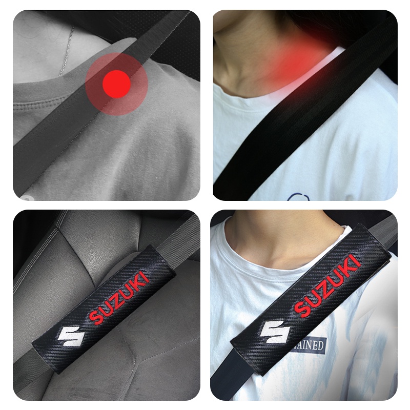 1 Đệm Dây Đai An Toàn Thoáng Khí Thêu Logo Cho SUZUKI DZire IGNIS Alto Spacia Jimny VITARA