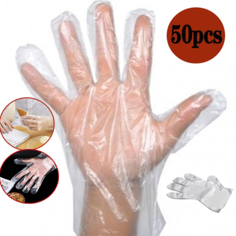 100 cái Găng tay dùng một lần Bột miễn phí cho thực phẩm Nhựa an toàn thực phẩm Găng tay dùng một lần Bán buôn