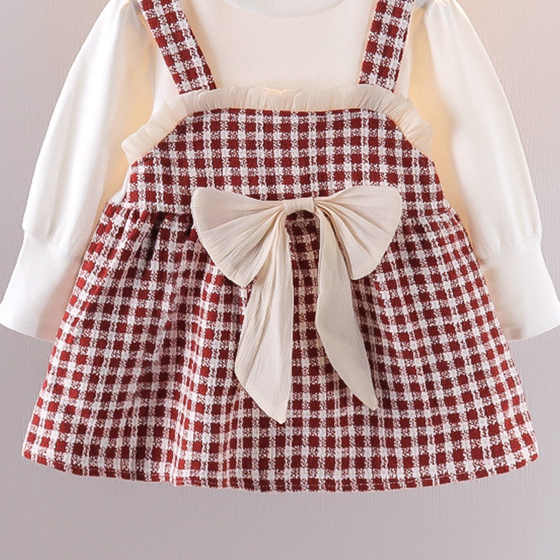 Đầm Tay Dài Phối Nơ Phong Cách Thời Trang Hàn Quốc Dành Cho Bé Gái 0-4 Tuổi