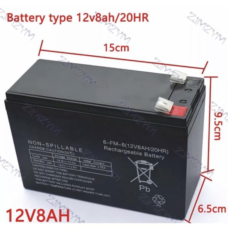Ắc Quy 12V 8Ah Dùng cho Phun Thuốc Trừ Sâu, Lưu Điện Cửa Cuốn .