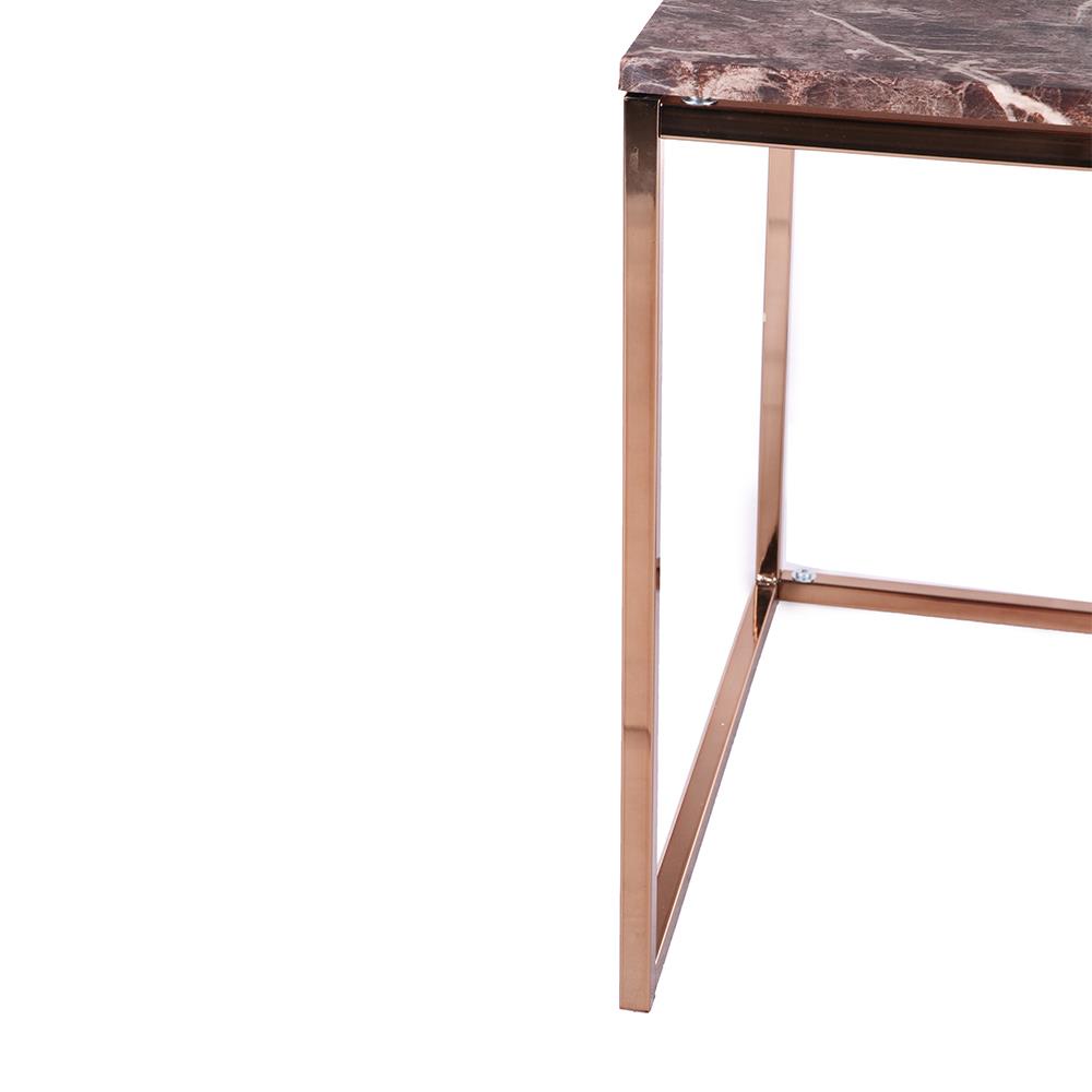 HomeBase FURDINI Bàn cà phê/sofa PIANO bằng gỗ MDF/Thép giả vân đá W45XD45XH49CM màu vàng hồng