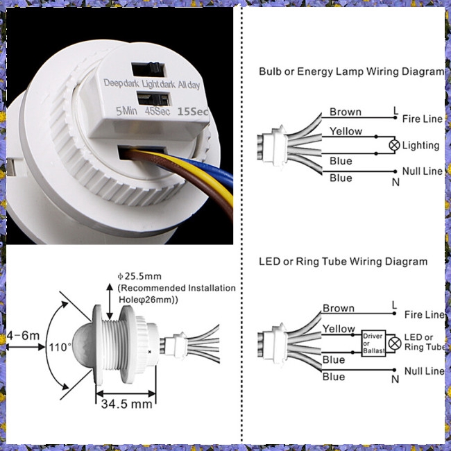 Đèn LED PIR cảm biến chuyển động hồng ngoại 85-265V | BigBuy360 - bigbuy360.vn