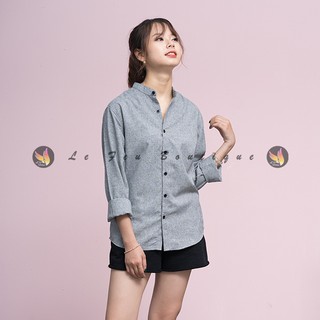 [Có Sẵn] Áo Sơ Mi Nữ Cổ Tàu Dáng Suông - SMT04-N
