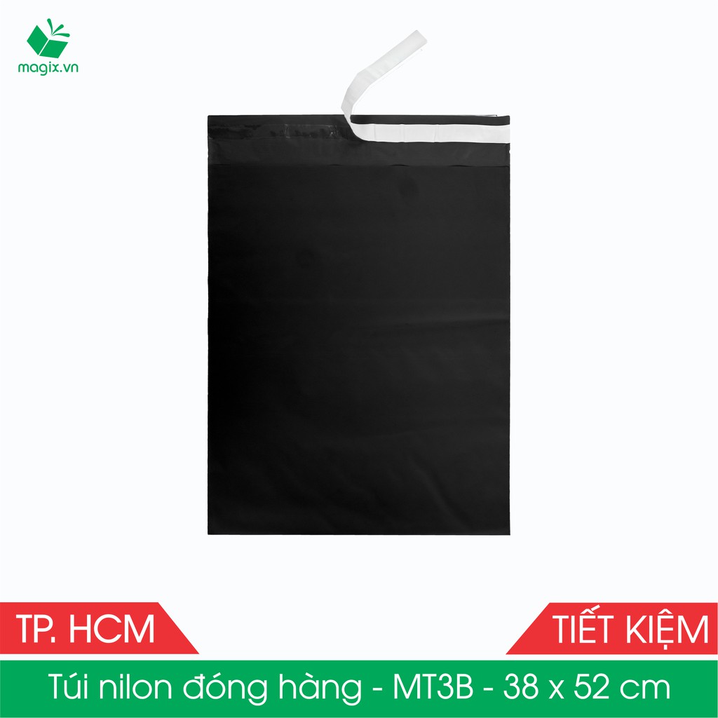 MT3B - 38x52 cm - Túi nilon TIẾT KIỆM gói hàng - 300 túi niêm phong đóng hàng màu ĐEN