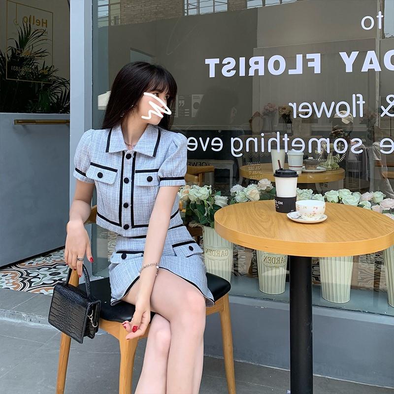 Set bộ màu xanh nữ tay ngắn thu đông Emilyshop