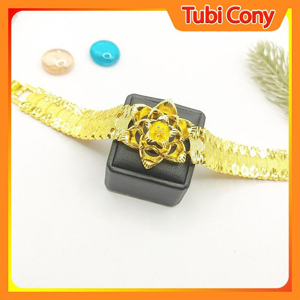 Lắc tay nữ lắc tay cưới chạm hoa mai L195 - 393 mạ vàng 24k cao cấp - Tubi Cony