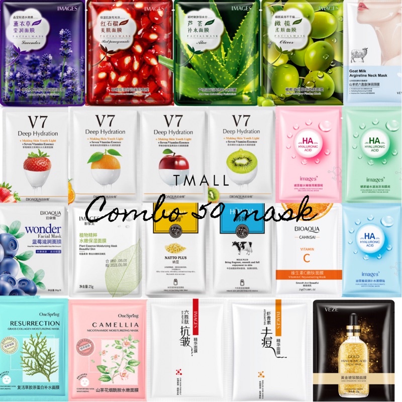 Combo 50 Mask Mặt Nạ Nội địa Trung ngẩu nhiên sỉ tận gốc
