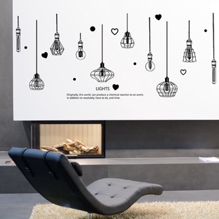DECAL DÁN TƯỜNG CHÙM ĐÈN LIGHT TRẮNG ĐEN