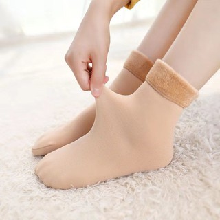 ☫┅[Jiaobita] Tất dành cho nam và nữ mùa thu / đông cộng với chất liệu nhung dày ấm áp tuyết lót sàn bít ống ph