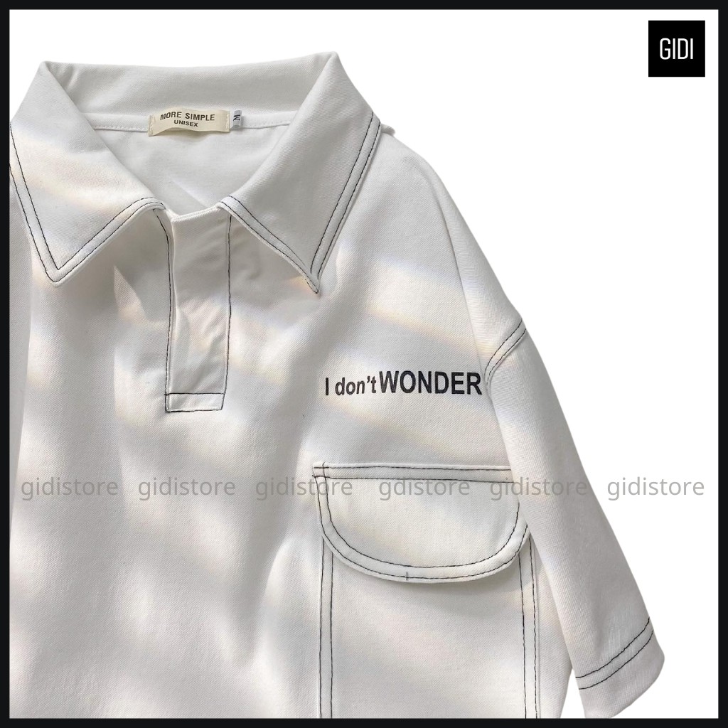 Áo thun Polo Wonder Nam Nữ Unisex tay lỡ cổ bẻ thêu chữ  áo phông trơn tay lỡ có cổ vải thun tici không nhăn, cực mát