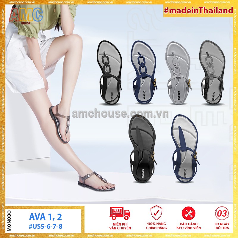 Sandal nữ xỏ ngón Thái Lan đi mưa cao cấp MONOBO - AVA 1 2