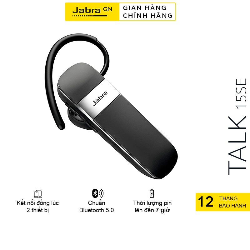 Tai Nghe Bluetooth Jabra Talk 15 SE Đàm Thoại Nghe Nhạc | HD Voice | Hàng Chính Hãng