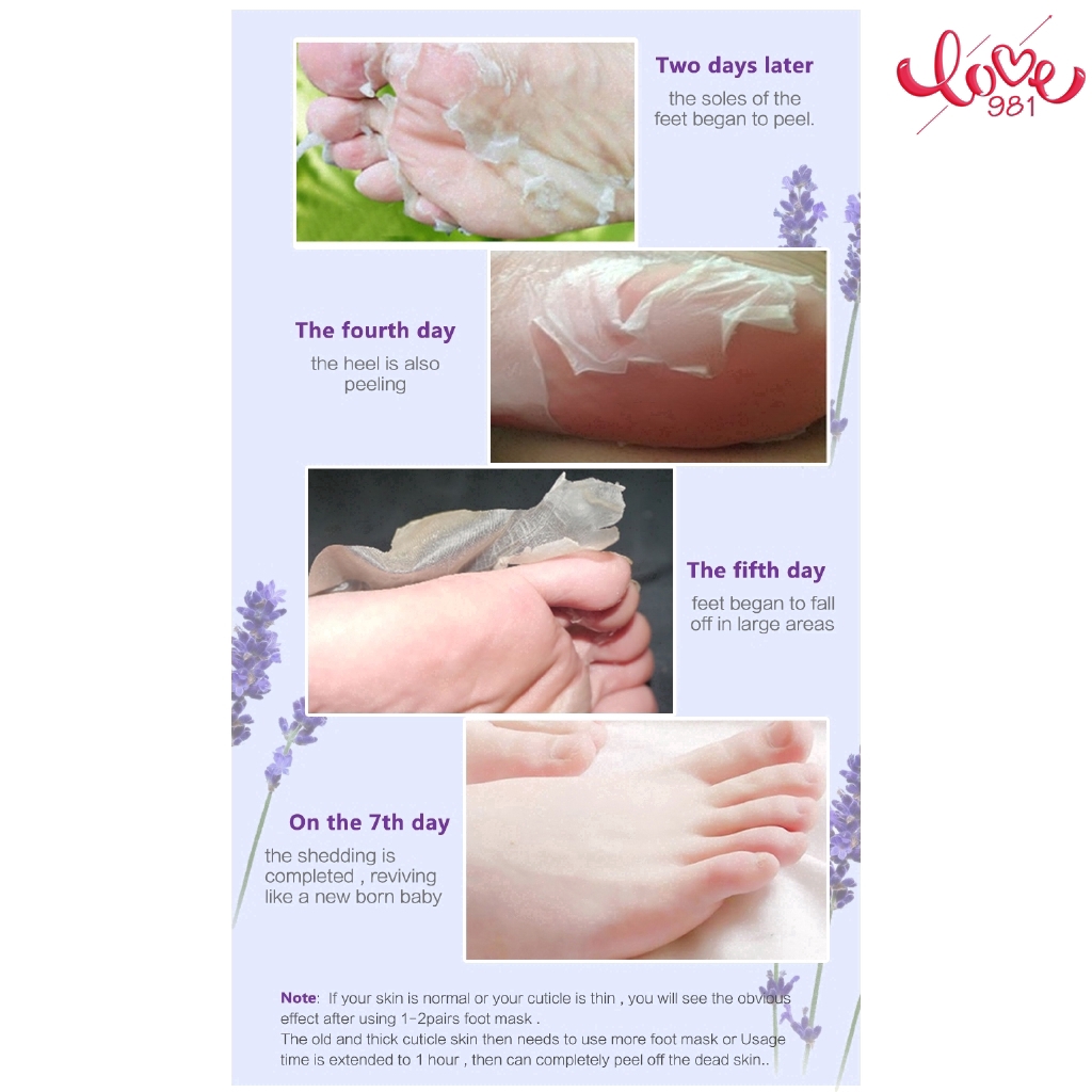 Cặp Mặt Nạ Chân Chiết Xuất Hoa Oải Hương Dưỡng Ẩm/Tẩy Tế Bào Chết/Làm Trắng Da/Loại Bỏ Vết Chai Sần