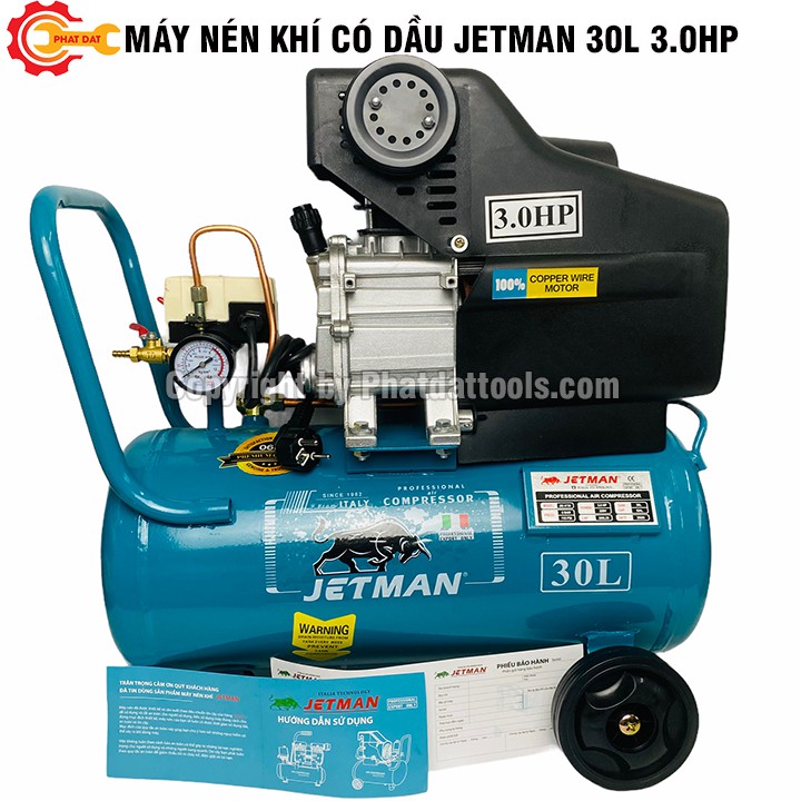 Máy Nén Khí Có Dầu JETMAN 30L 3.0HP JM4730-Tặng Kèm Dây Xoắn Hơi Và Súng Xì Khô-Bảo Hành 12 Tháng