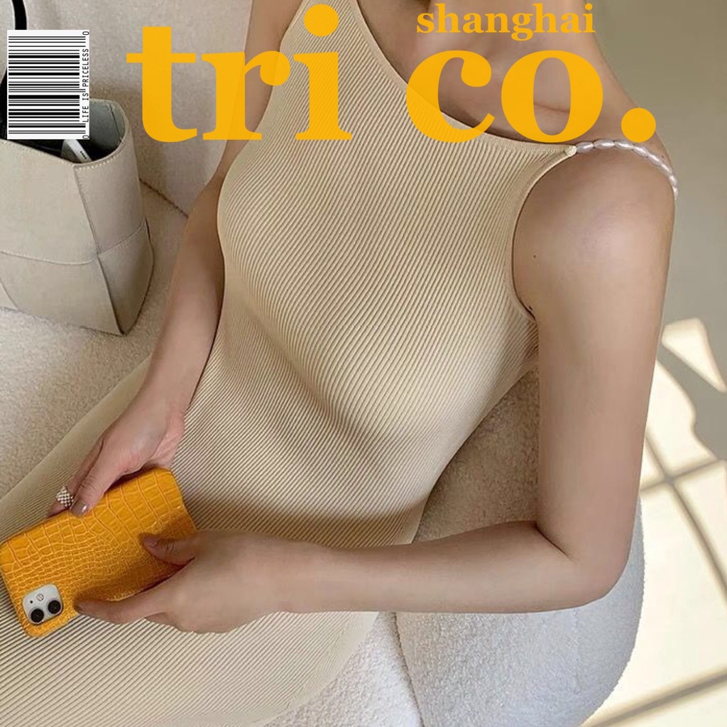 Đầm dệt kim hai dây dáng dài đính ngọc trai thời trang thu đông Pháp  cho nữ