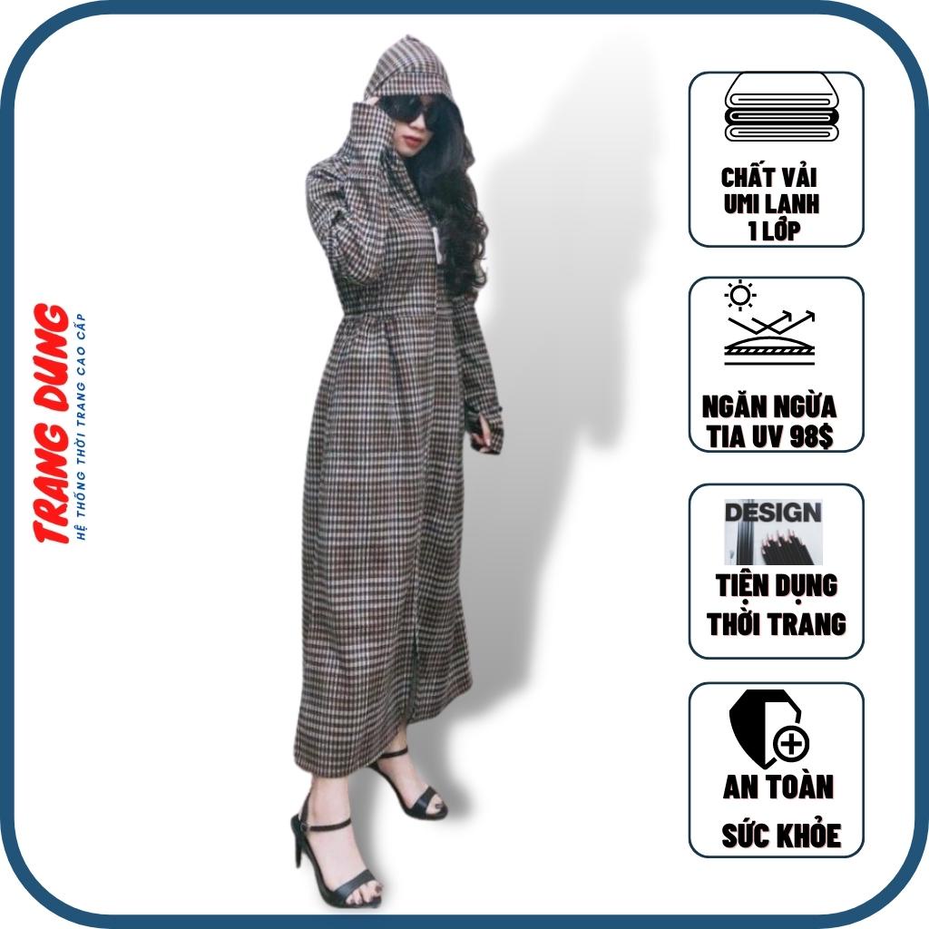 Áo chống nắng nữ toàn thân Trang Dung chất vải Umi lạnh  1 lớp cao cấp  dạng váy chùm dài kín chân