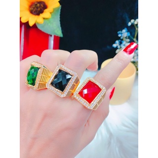 Nhẫn nam cao cấp dát vàng 18k đính đá màu