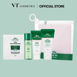 Vtcosmetics cica skin 30ml, cream 20ml, foam cleanser 30ml, toner pads 3pcs