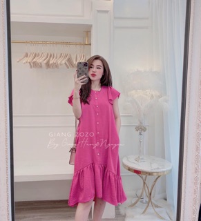 Đầm lụa hồng đuôi cá l1 (ảnh thật)