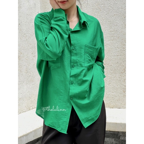 [ ẢNH THẬT ] Sơ mi đũi nhăn mềm / thelalinn