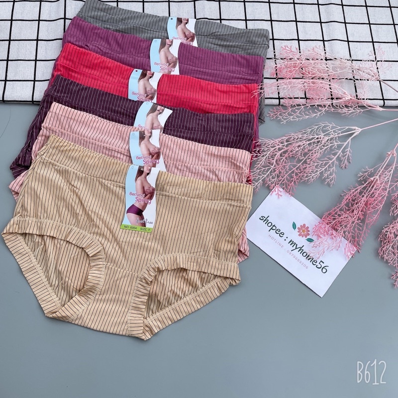 10 Quần lót su kẻ cạp cao ôm bụng fom 50-60kg