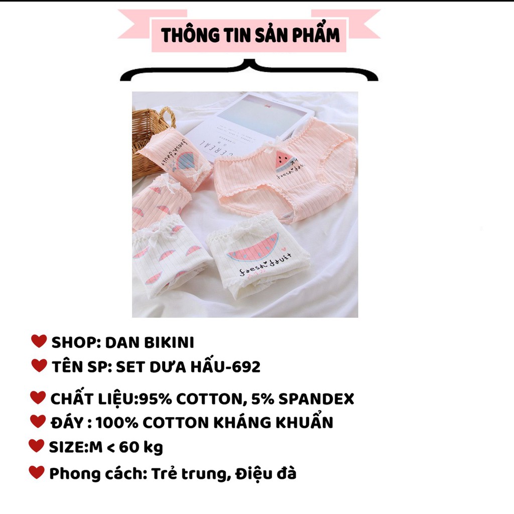 Quần Lót Nữ Cotton gân tăm siêu co giãn mỏng mát tôn dáng dễ thương Dưa hấu mã 692 | BigBuy360 - bigbuy360.vn
