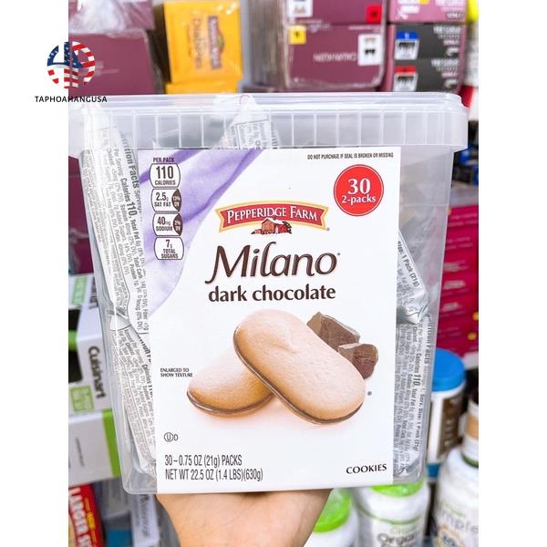 BÁNH QUY CHOCOLATE ĐEN MILANO DARK CHOCOLATE 630G / PEPPERIDGE FARM MILANO COOKIES NEW 30 PACK date 12/2020