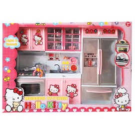 (HÀNG MỚI VỀ) Trò chơi nhà bếp 3 ngăn Hello kitty màu hồng cực đẹp dành cho bé gái trên 2 tuổi, phát nhạc có đèn kèm pin