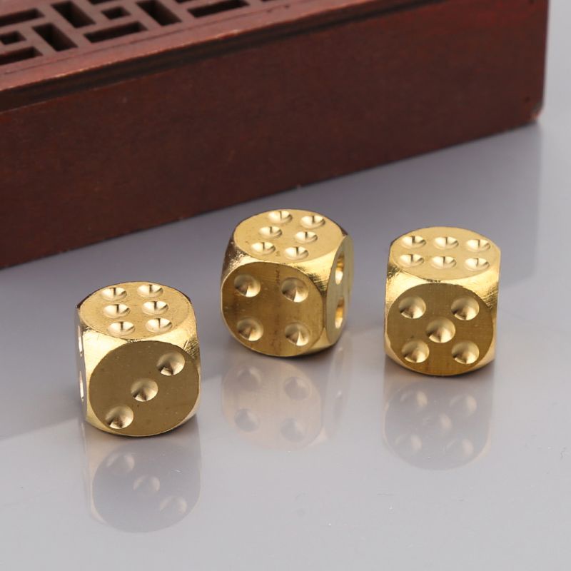 1 Khối Xúc Xắc Bằng Đồng Thau Đánh Bóng Kích Thước 20mm