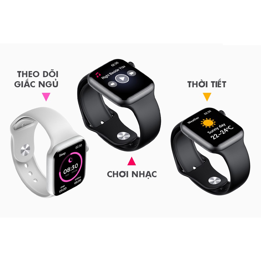 Đồng Hồ Thông Minh W46 Smart Watch Seri 6, Thay Hình Nền Chống Nước Màn Hình Tràn Viền Sạc Không Dây