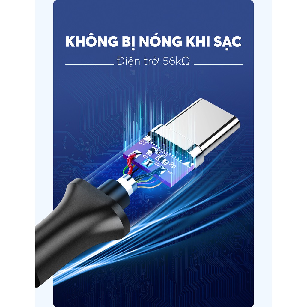 Dây cáp sạc và truyền dữ liệu tốc độ nhanh USB 3.0 sang USB type C, dòng 3A, dài 0.25-2m UGREEN US184