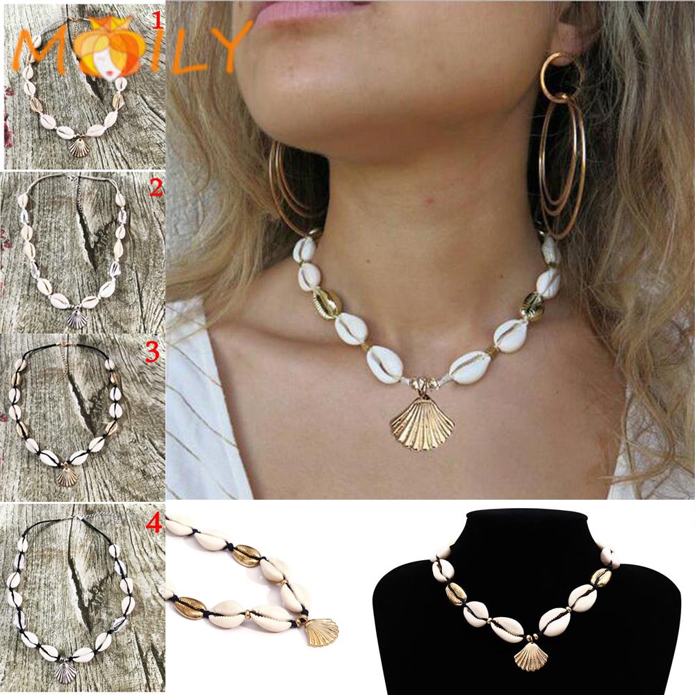 vòng cổ Choker Mặt Vỏ Sò Tự Nhiên Phong Cách Bohemian Thời Trang Mùa Hè Cho Nữ