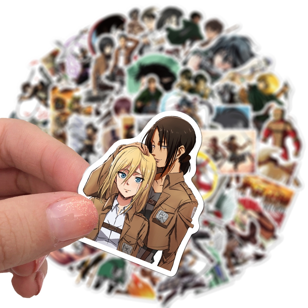 Sticker Bộ 100 Miếng Dán Trang Trí Chống Thấm Nước Hình Nhân Vật Trong Attack On Titan